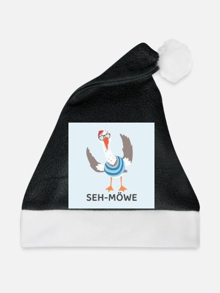 SEH-MÖWE – Lustige Möwe - Weihnachtsmütze - Schwarz/Weiß
