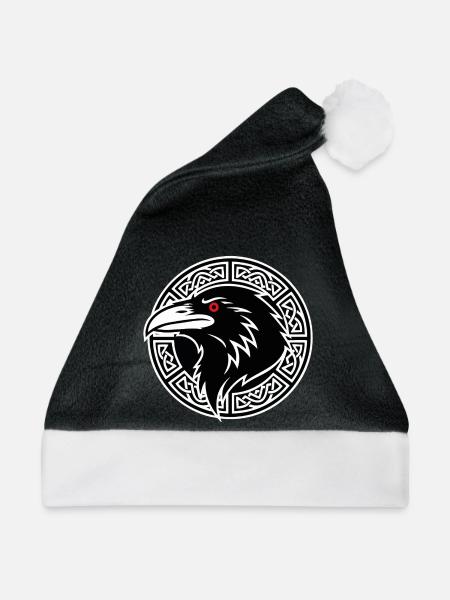 Odins Rabe Huginn Muninn Wikinger-Runen-Maskottchen - Weihnachtsmütze - Schwarz/Weiß