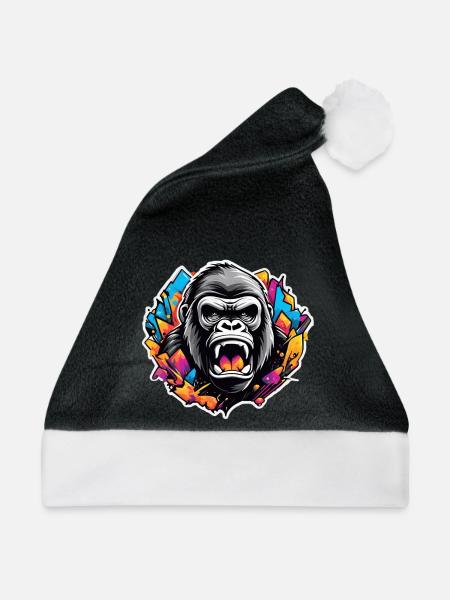 Gorilla-Graffiti leuchten - Weihnachtsmütze - Schwarz/Weiß