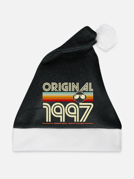 Original 1997: Retro-Kopfhörer - Weihnachtsmütze - Schwarz/Weiß