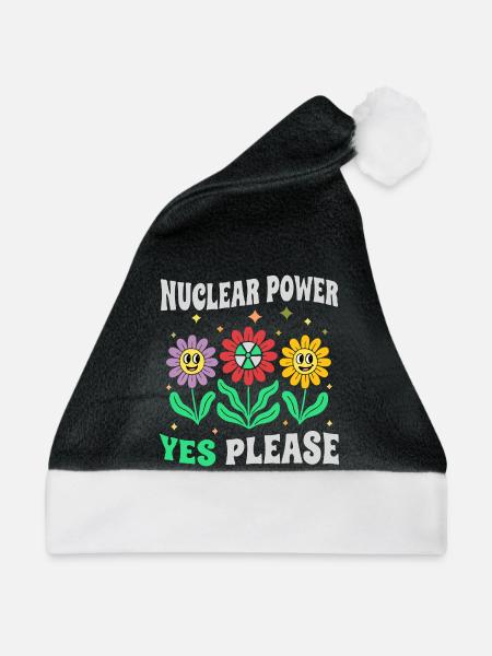 Atomkraft Ja Bitte mit Blumen retro - Weihnachtsmütze - Schwarz/Weiß