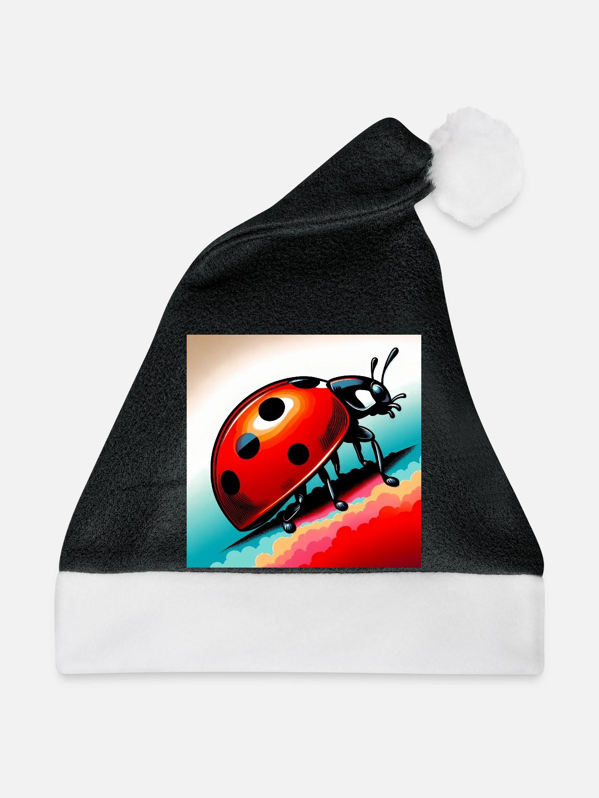 Marienkäfer - Weihnachtsmütze - Schwarz/Weiß - Vorne