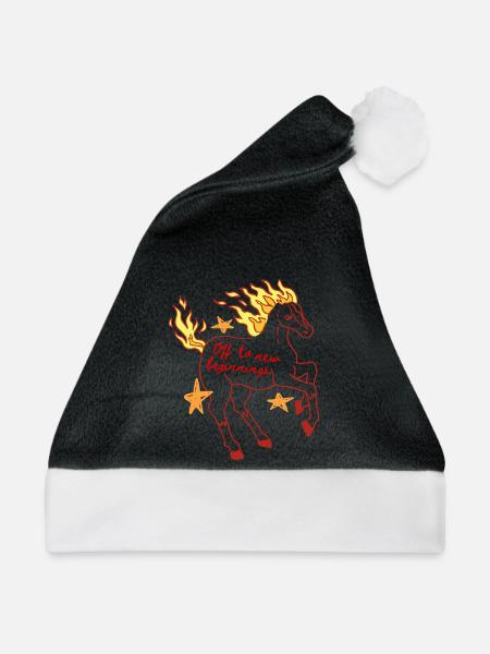 Feuriges Pferd: Aufbruch zu Neuem - Weihnachtsmütze - Schwarz/Weiß - Vorne