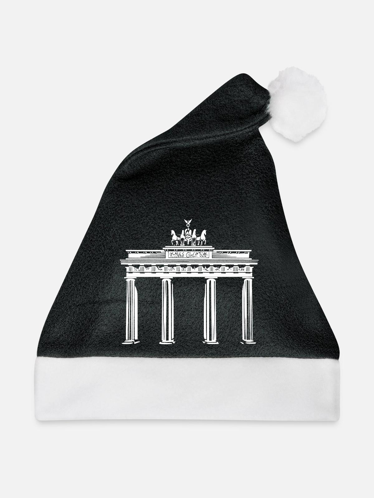 Brandenburger Tor Berlin - Weihnachtsmütze - Schwarz/Weiß - Vorne