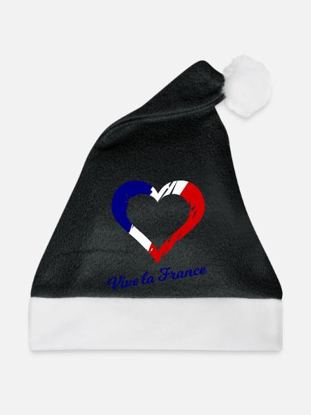 Vive la France Herzflagge - Weihnachtsmütze - Schwarz/Weiß