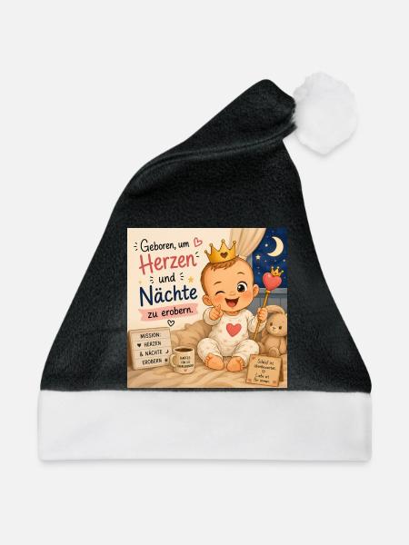 Geboren um Herzen zu Erobern - Weihnachtsmütze - Schwarz/Weiß - Vorne