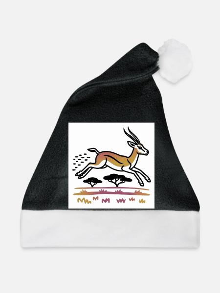 Gazelle in goldener Landschaft - Weihnachtsmütze - Schwarz/Weiß - Vorne