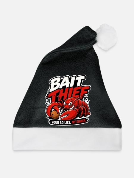 Köderdieb – lustiges Karpfenfischen-Design - Weihnachtsmütze - Schwarz/Weiß