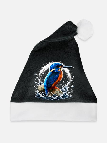 Low-Poly-Eisvögel-Design - Weihnachtsmütze - Schwarz/Weiß