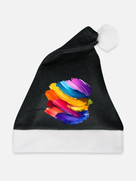 Regenbogen-Pinselstrich - Weihnachtsmütze - Schwarz/Weiß - Vorne