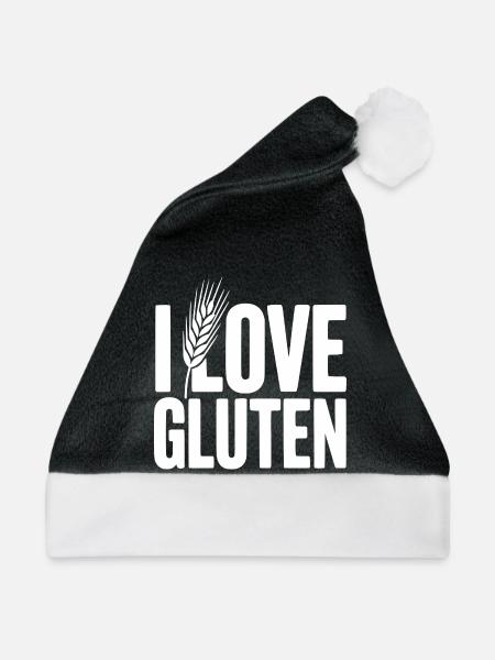 Ich liebe Gluten - Weihnachtsmütze - Schwarz/Weiß