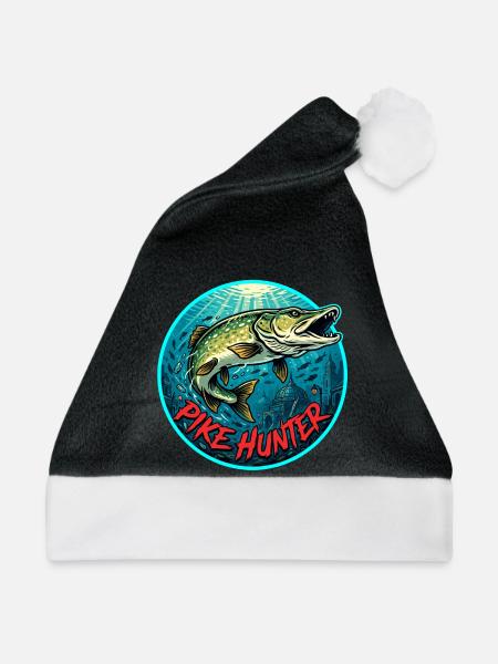 Hecht Angeln Motiv - Weihnachtsmütze - Schwarz/Weiß