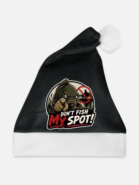 Karpfenfischen My Spot T-Shirt - Weihnachtsmütze - Schwarz/Weiß