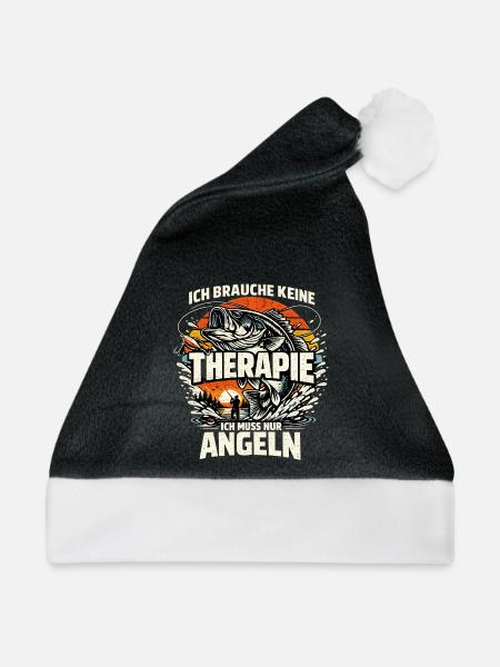 Angeln statt Therapie - Weihnachtsmütze - Schwarz/Weiß