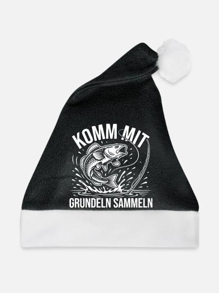 Komm mit Grundeln Sammeln - Weihnachtsmütze - Schwarz/Weiß - Vorne