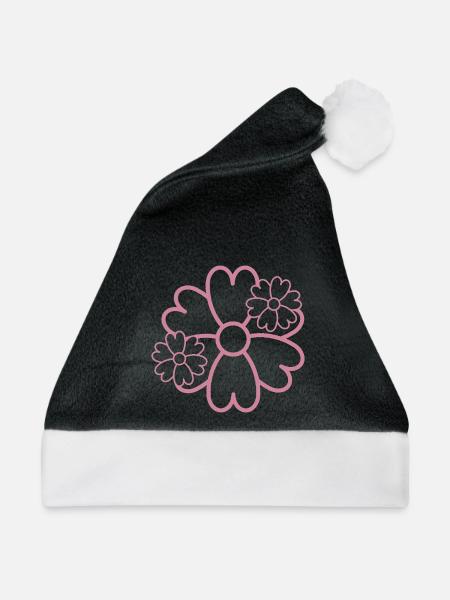 Einfache Blume - Weihnachtsmütze - Schwarz/Weiß