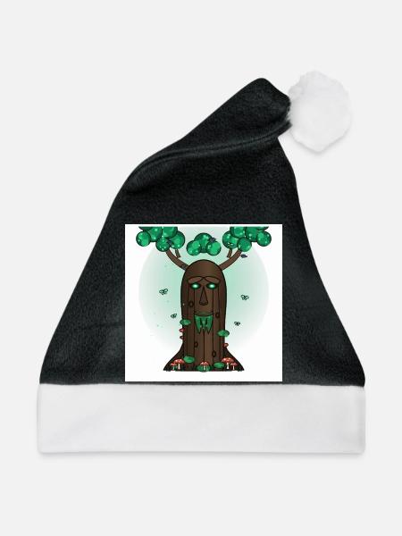 Waldgeist Baumgesicht - Weihnachtsmütze - Schwarz/Weiß