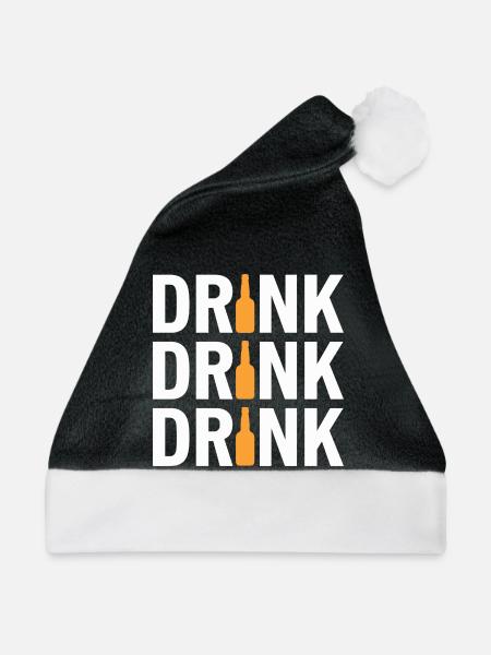  DRINK DRINK DRINK Lustiges Party Motiv Für - Weihnachtsmütze - Schwarz/Weiß - Vorne