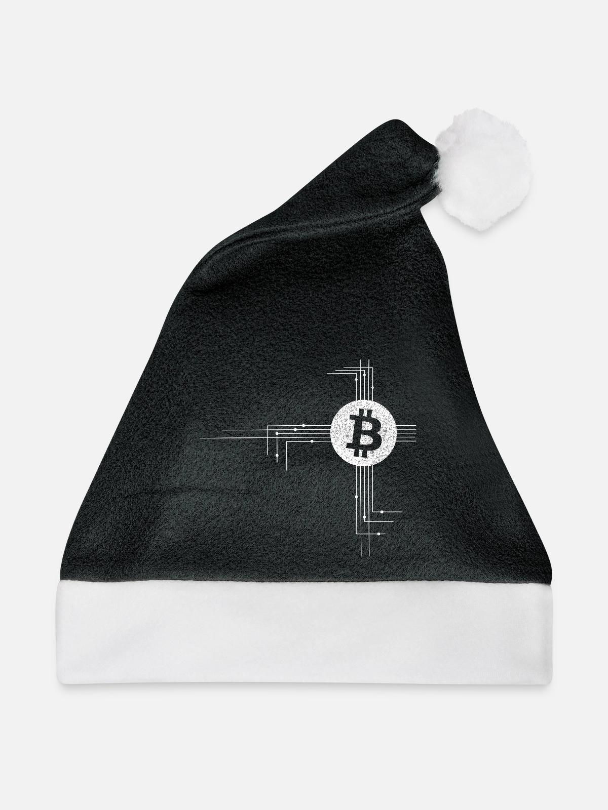 Bitcoin Circuitry Emblem - Weihnachtsmütze - Schwarz/Weiß - Vorne