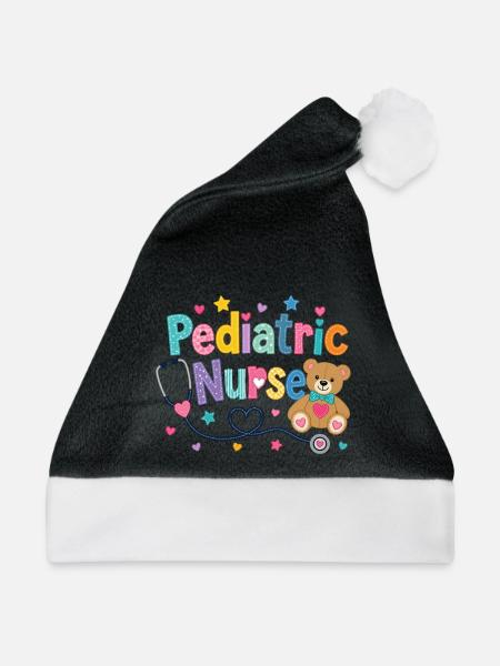 Bunte Kinderkrankenschwester Teddybär - Weihnachtsmütze - Schwarz/Weiß