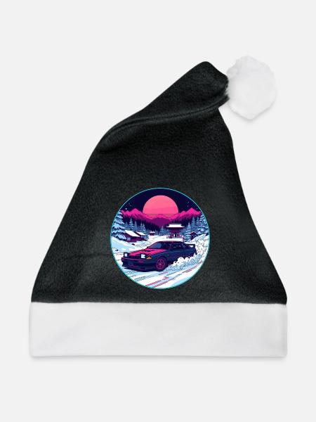Neon Winter Drift Alpenkunst - Weihnachtsmütze - Schwarz/Weiß
