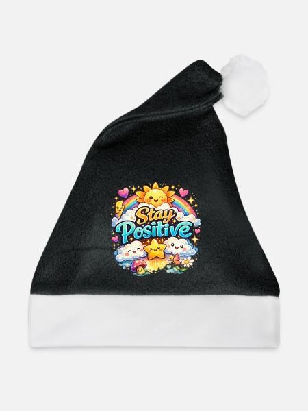 Bleib positiv, Rainbow Kawaii - Weihnachtsmütze - Schwarz/Weiß