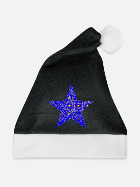 Glimmernder Blaustern mit Goldsprenkeln - Weihnachtsmütze - Schwarz/Weiß