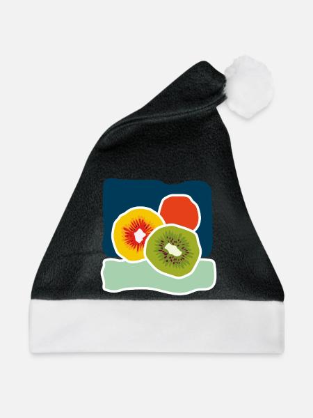 Bunte Kiwis – Fruchtige Pop-Illustration - Weihnachtsmütze - Schwarz/Weiß