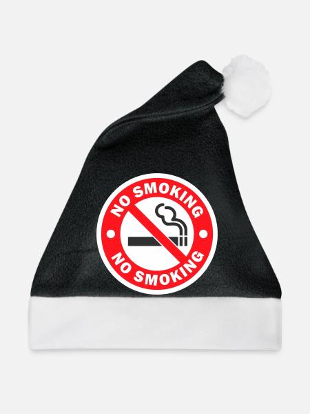 Aufkleber zum Rauchverbotswarnschild - Weihnachtsmütze - Schwarz/Weiß