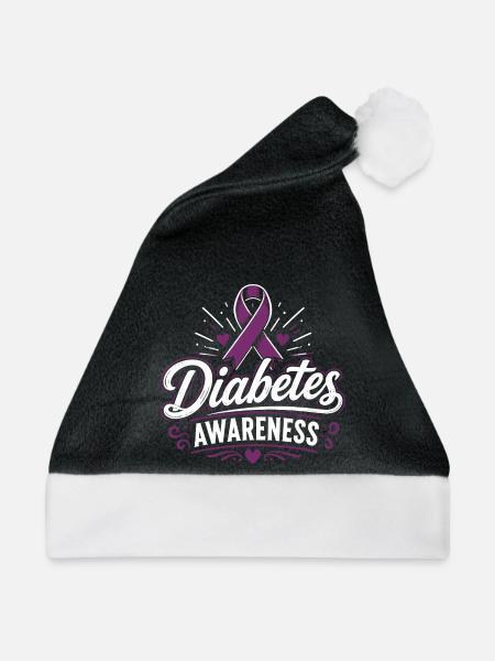 Bewusstsein für Diabetes - Weihnachtsmütze - Schwarz/Weiß