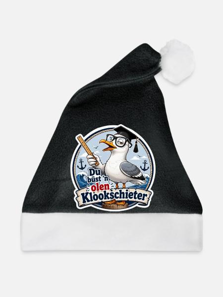 Gelehrte Möwe am Hafen - Weihnachtsmütze - Schwarz/Weiß