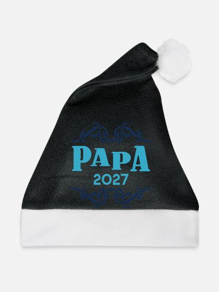 Papa 2027, Baby verkünden - Weihnachtsmütze - Schwarz/Weiß