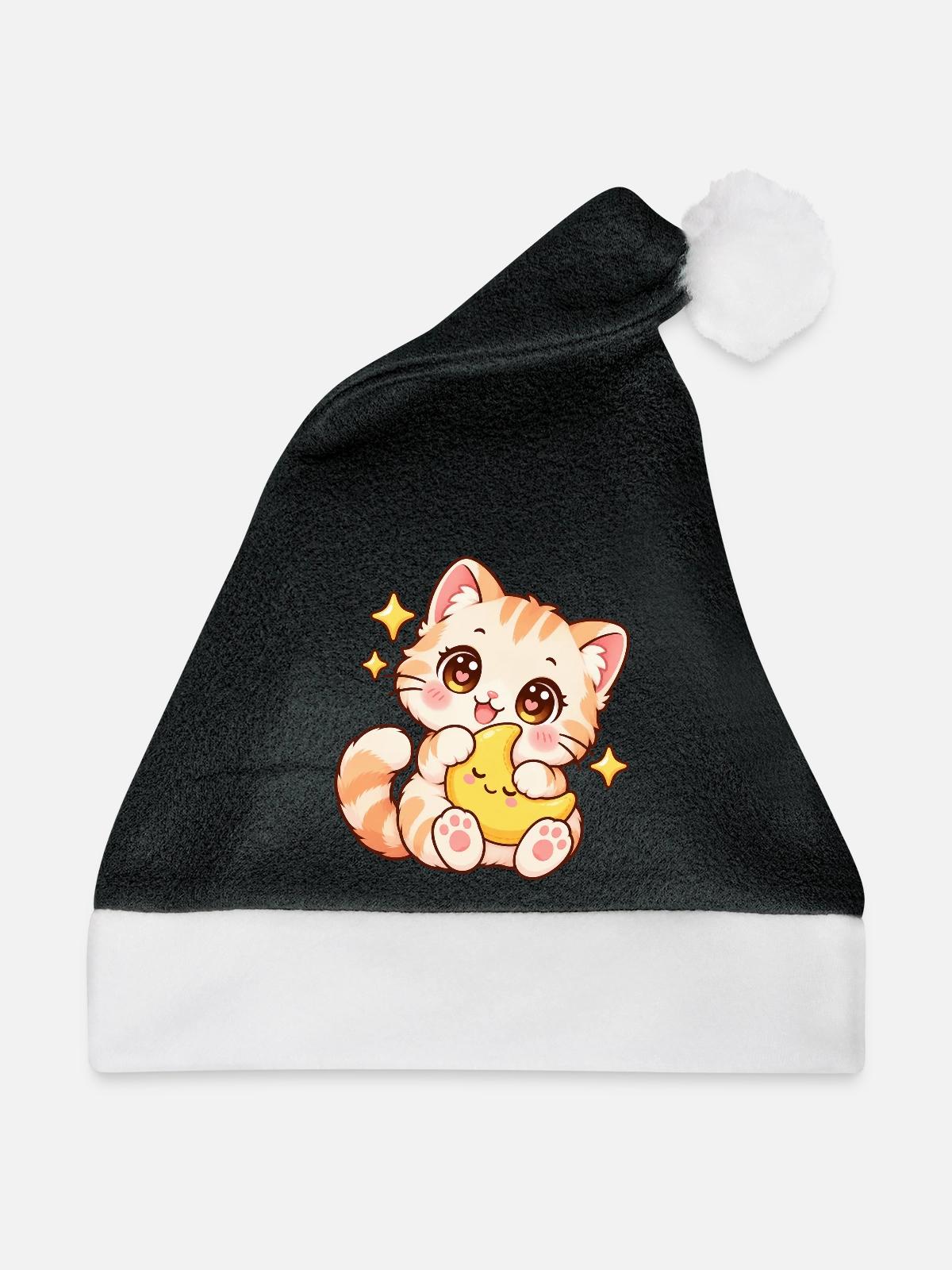 Mondkuschelkatze - Weihnachtsmütze - Schwarz/Weiß - Vorne