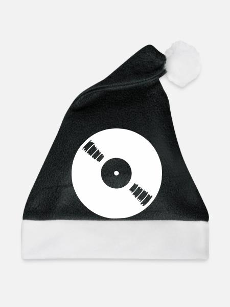 Retro Schallplatte DJ Geschenk - Weihnachtsmütze - Schwarz/Weiß