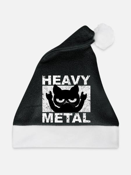 Heavy Metal Katze - Weihnachtsmütze - Schwarz/Weiß