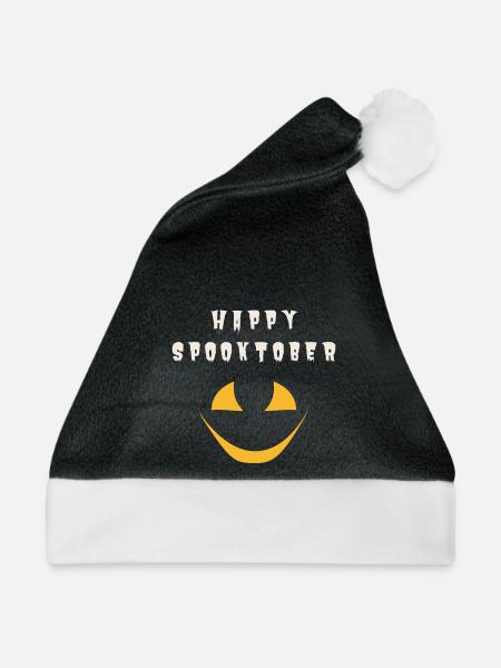 Happy Spooktober – Halloween Design - Weihnachtsmütze - Schwarz/Weiß - Vorne