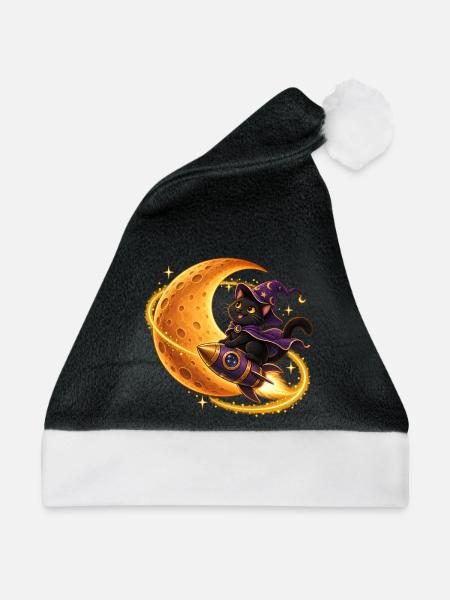 Zauberer-Katzen-Rakete - Weihnachtsmütze - Schwarz/Weiß