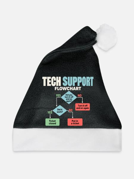 IT Support Flowchart Helpdesk Humor - Weihnachtsmütze - Schwarz/Weiß - Vorne