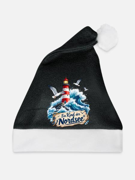 Nordsee , ein Kind der Nordsee - Weihnachtsmütze - Schwarz/Weiß - Vorne