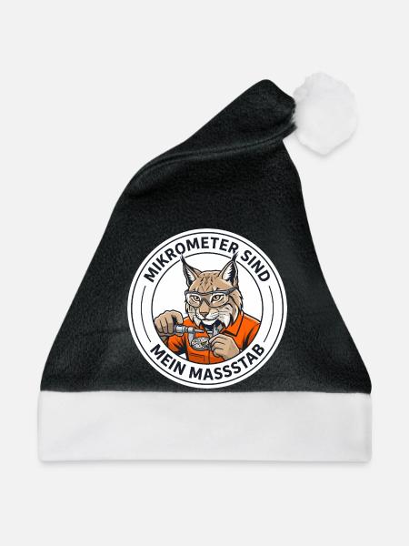 Mikromechaniker Luchs & Mikrometer - Weihnachtsmütze - Schwarz/Weiß - Vorne