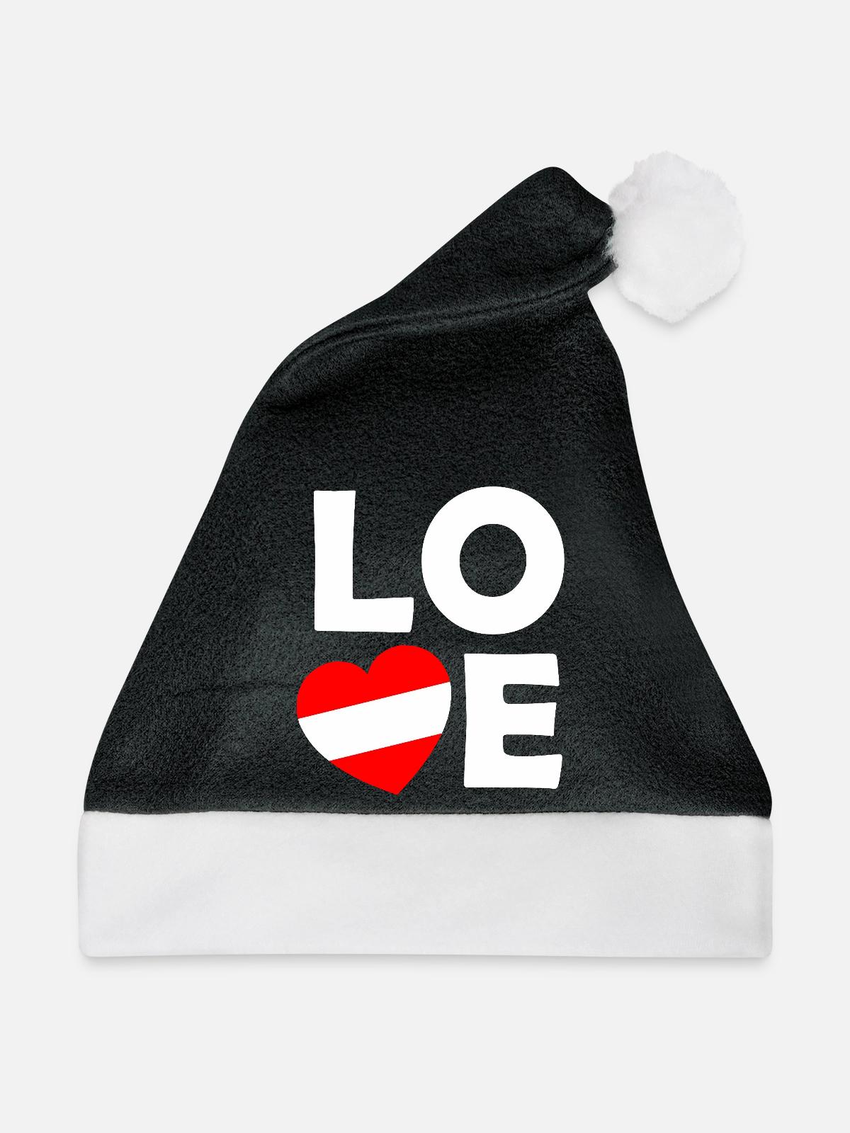 Austria Liebe-Design - Weihnachtsmütze - Schwarz/Weiß - Vorne