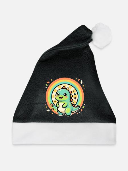 Süßer Dino Regenbogen Glow - Weihnachtsmütze - Schwarz/Weiß