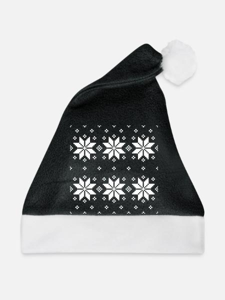 Frohe Weihnachten Muster 5 - Weihnachtsmütze - Schwarz/Weiß - Vorne
