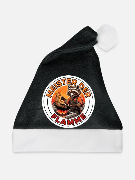 Asiatische Streetfood Wok Küche Meister Motiv - Weihnachtsmütze - Schwarz/Weiß - Vorne