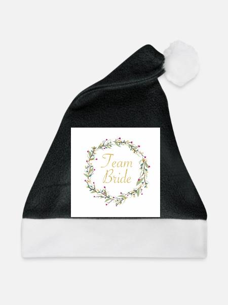 Team Bride mit Blumenkranz - Weihnachtsmütze - Schwarz/Weiß