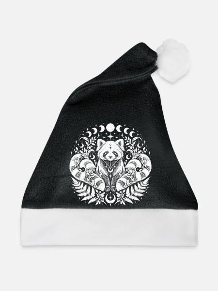 Himmlischer Roter Panda - Weihnachtsmütze - Schwarz/Weiß - Vorne