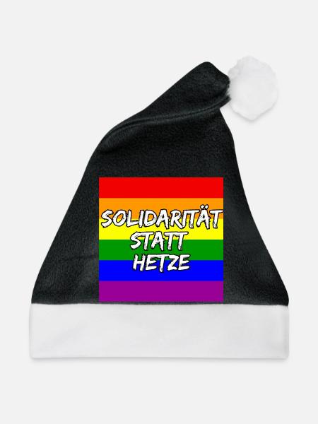 SOLIDARITÄT STATT HETZE REGENBOGEN STATEMENT - Weihnachtsmütze - Schwarz/Weiß