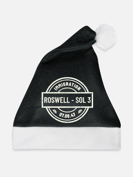 Roswell 1947 Alien Einreisestempel - Weihnachtsmütze - Schwarz/Weiß