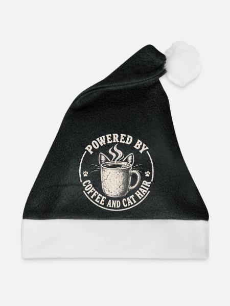 Angetrieben von Kaffee und Katzenhaaren - Weihnachtsmütze - Schwarz/Weiß