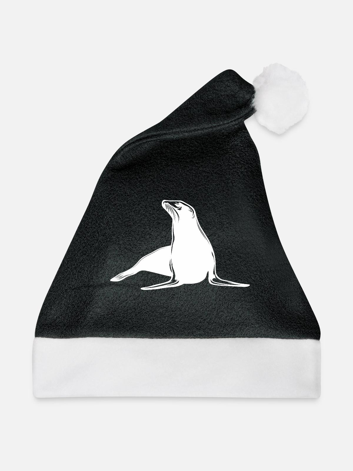 Robbe Tier - Weihnachtsmütze - Schwarz/Weiß - Vorne